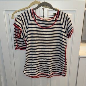 Navy, Pink and White Striped Pajama Shorts Set